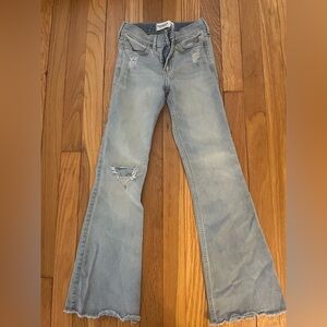 Abercrombie Kids Sz 7/8 Light Blue Distressed Kids High Rise Flare Jeans